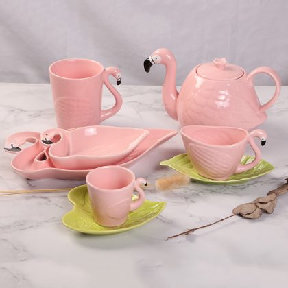 Simple and Modern Ceramic Cup Set from the Flamingo Series